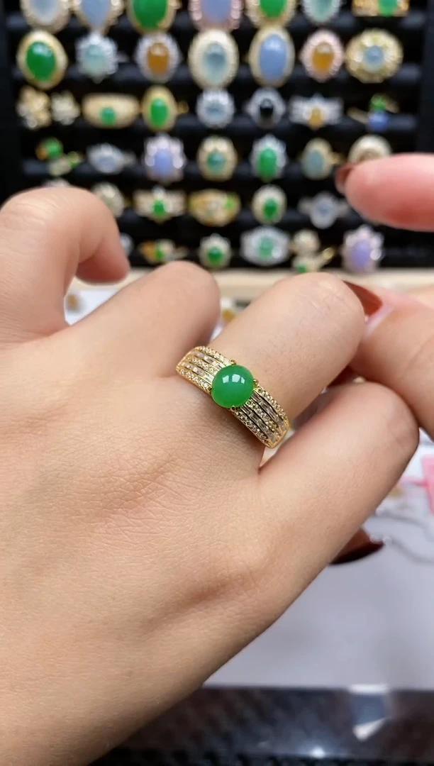 银S925镶嵌戒指翡翠223