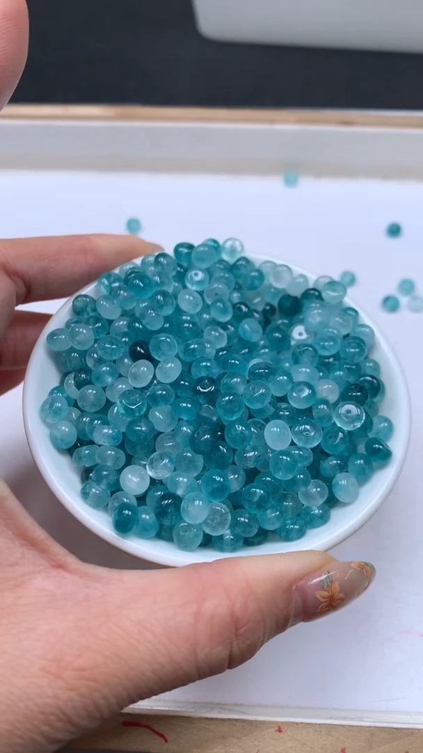 未镶嵌散珠碧玺E778 蓝碧玺算盘3*6mm20个5.8元