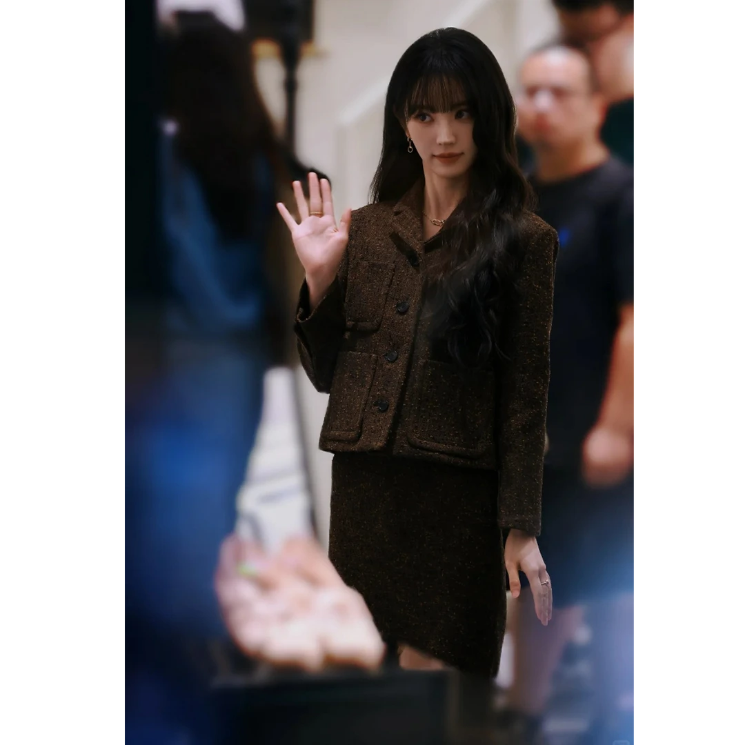 高级感小香风套装女2025秋冬装搭配一整套气质毛呢外套裙子两件套