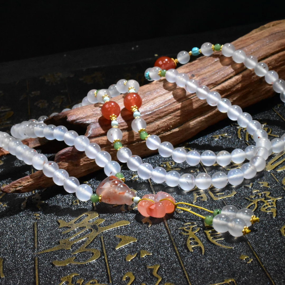 SJ【一九珠宝】高冰保山荔枝冻长链-卡7mmS925银多样性发一件YJ2899