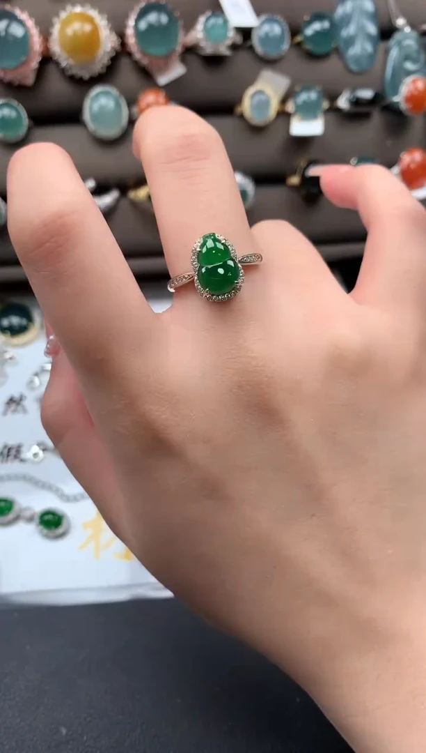 【闪购商品】翡翠戒指银S925镶嵌52141