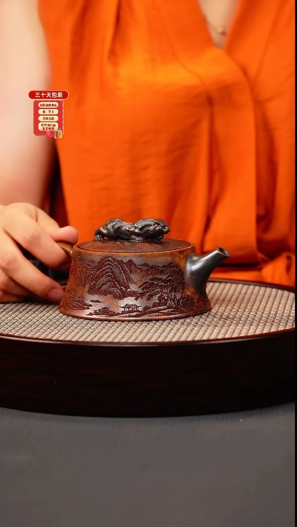 紫砂茶壶龙骨金砂 卧虎藏龙