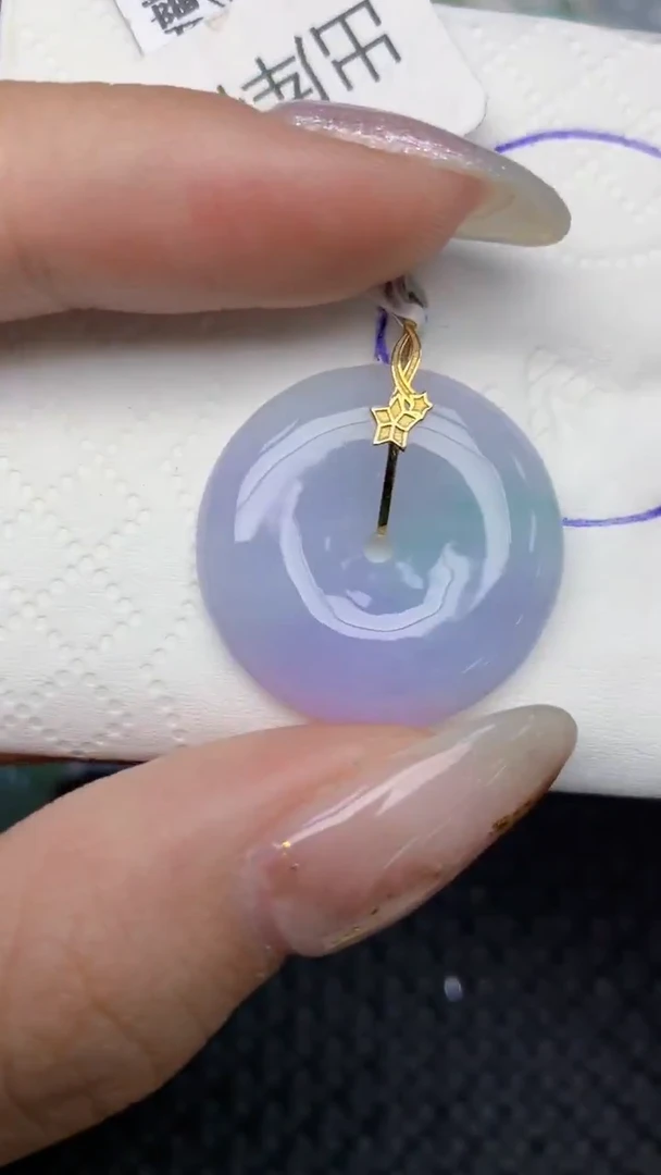 颈饰18K金镶嵌翡翠天然缅甸翡翠a货百元以上9元证书费自理