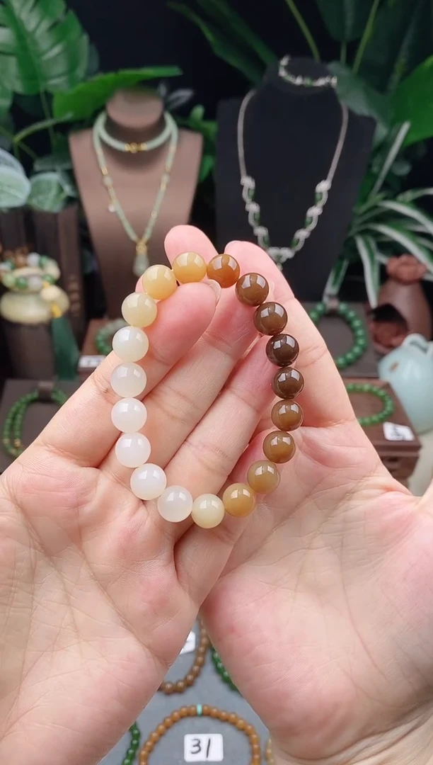 【闪购商品】和田玉（糖玉）手链未镶嵌精品10m新疆且末糖玉渐变