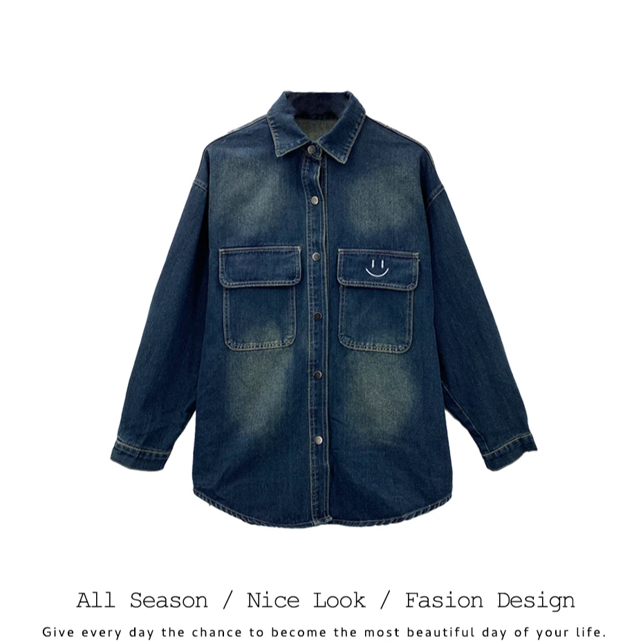 873     时尚潮流牛仔开衫复古休闲宽松百搭衬衫      款号#8891