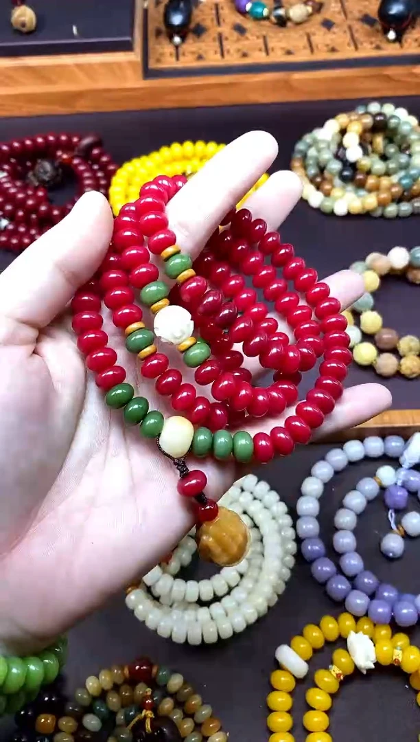 白玉菩提手串红菩提小米珠三圈款fs手串