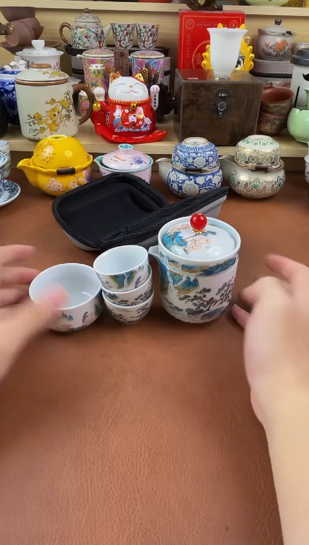 陶瓷茶具摆件旅行套组