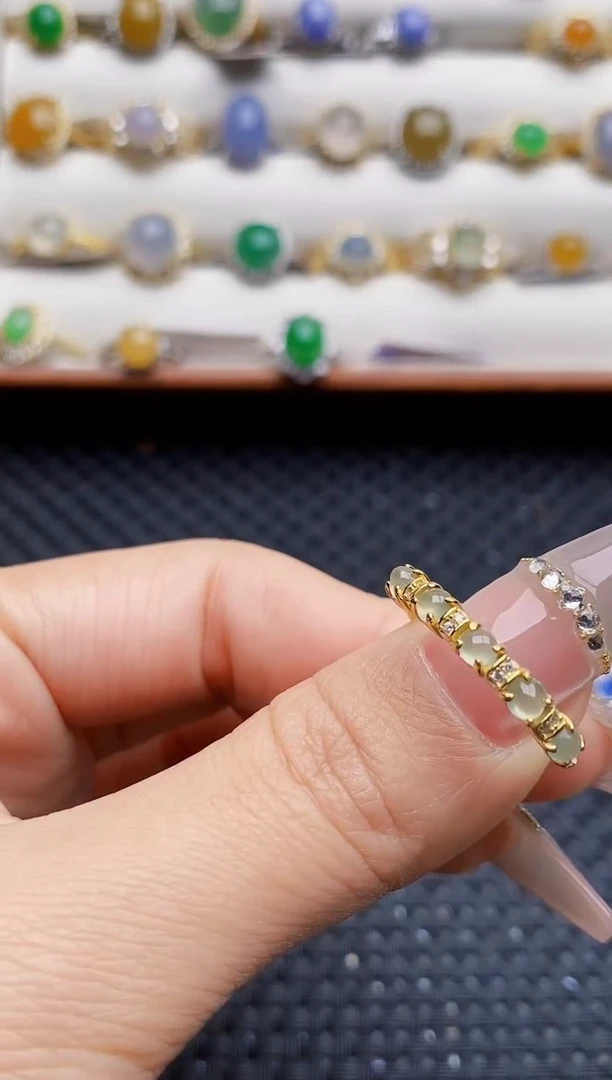 银S925镶嵌戒指翡翠4455