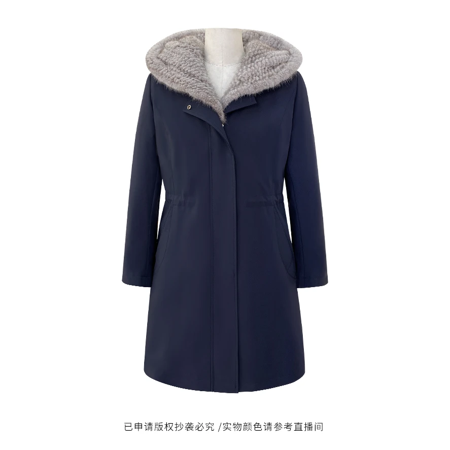 85中长款拉链款水貂帽连帽兔毛内胆尼克服保暖尼克服外套633款