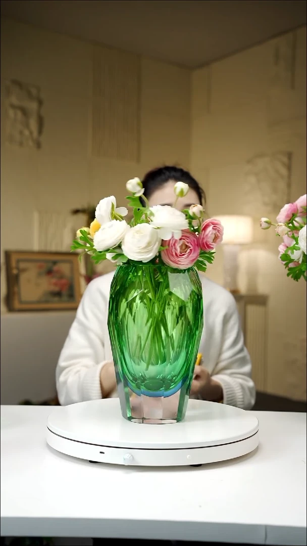 手工艺品琉璃蓝绿色设计款花瓶