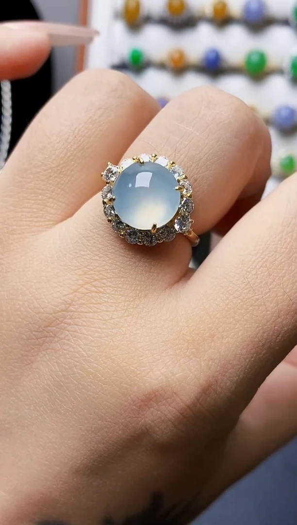 银S925镶嵌戒指翡翠0300