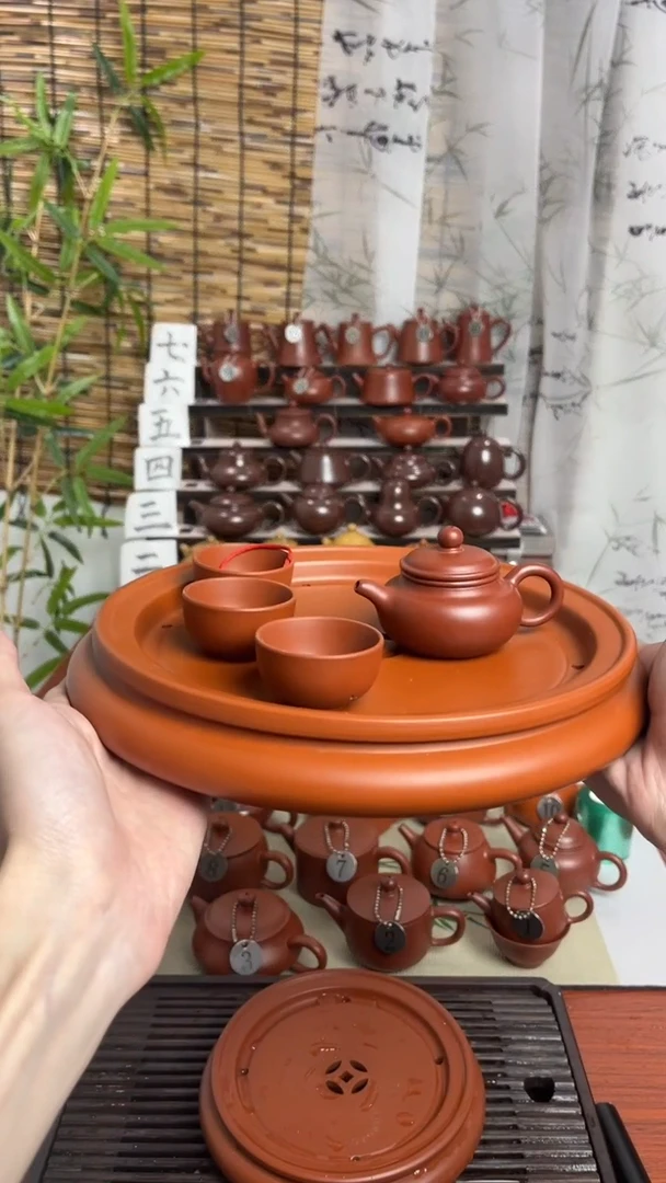 10寸扁茶盘+13号100cc仿古壶
