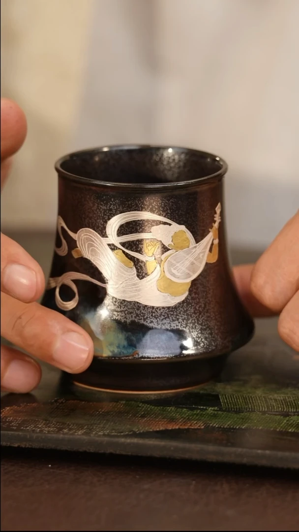 景毓堂-窑变黑飞天威士忌杯