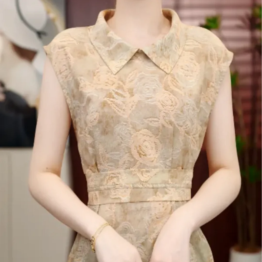 X[送腰封]专柜夏季金光闪闪百搭减龄连衣裙