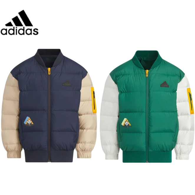 adidas/阿迪达斯【清仓】儿童棒球领中款羽绒服鸭绒保暖外套JJ5015