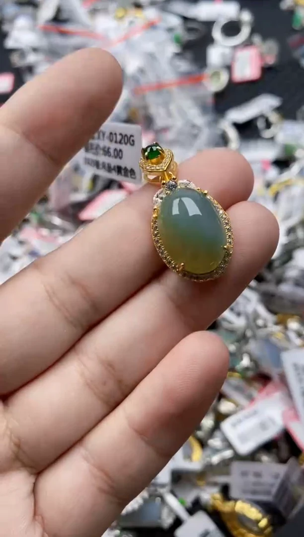 翡翠戒指银S925镶嵌66666     10