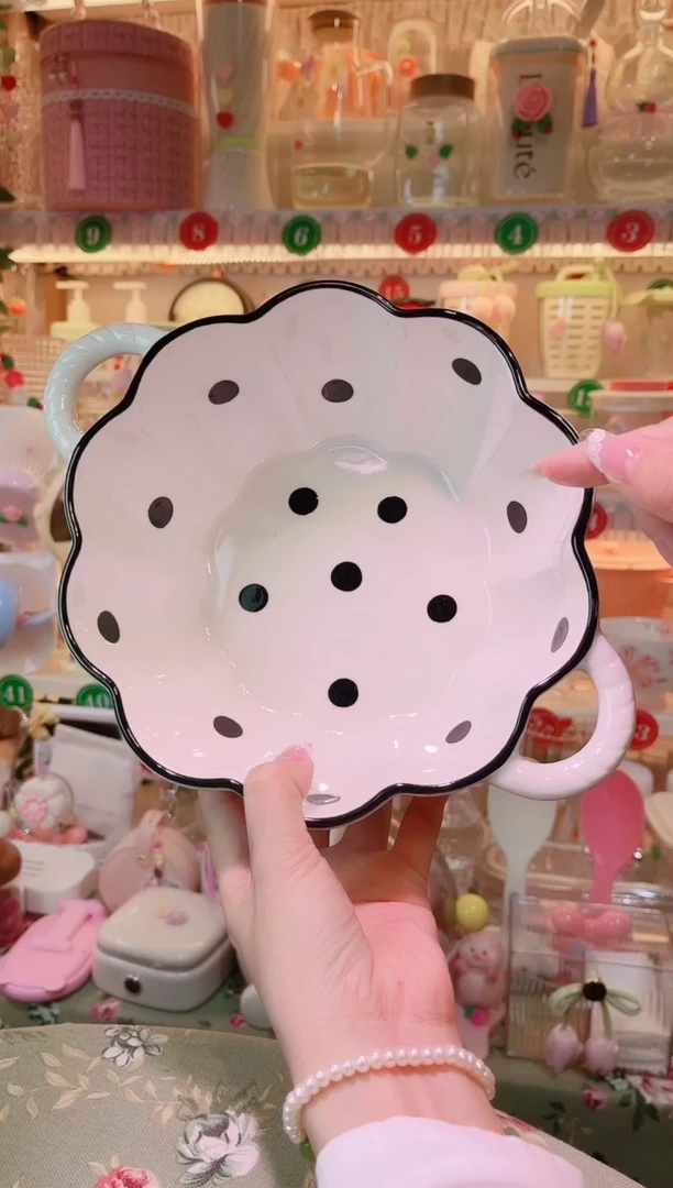 其他品质好发货快放心拍！波点双耳大汤碗