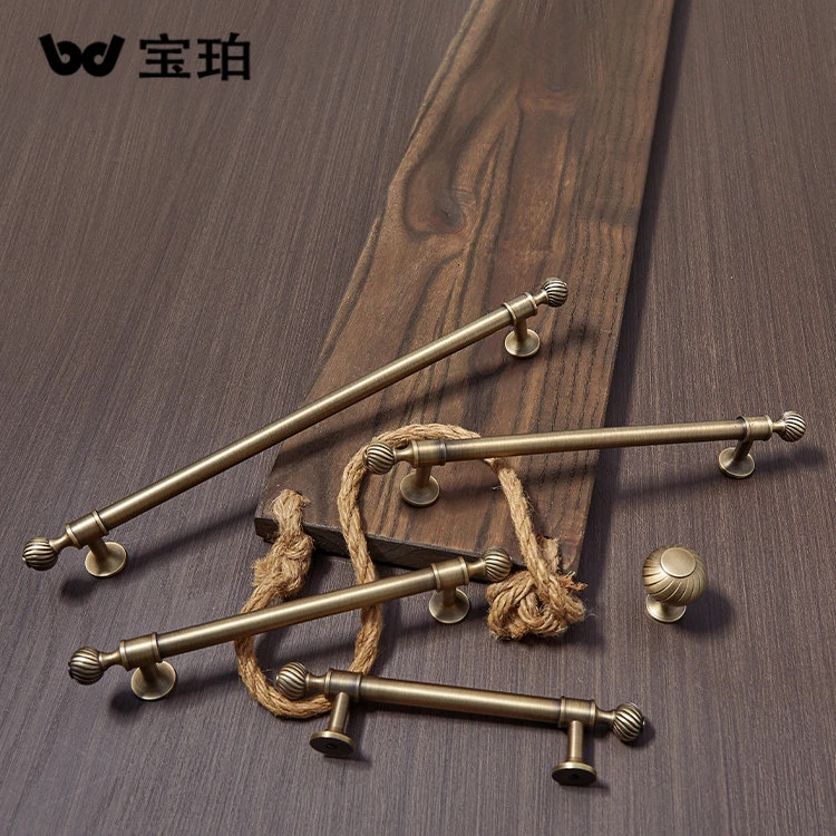 法式复古黄铜柜门拉手美式中古风抽屉橱柜衣柜门把手家具柜子把手