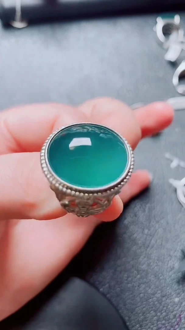 银S925镶嵌戒指翡翠111