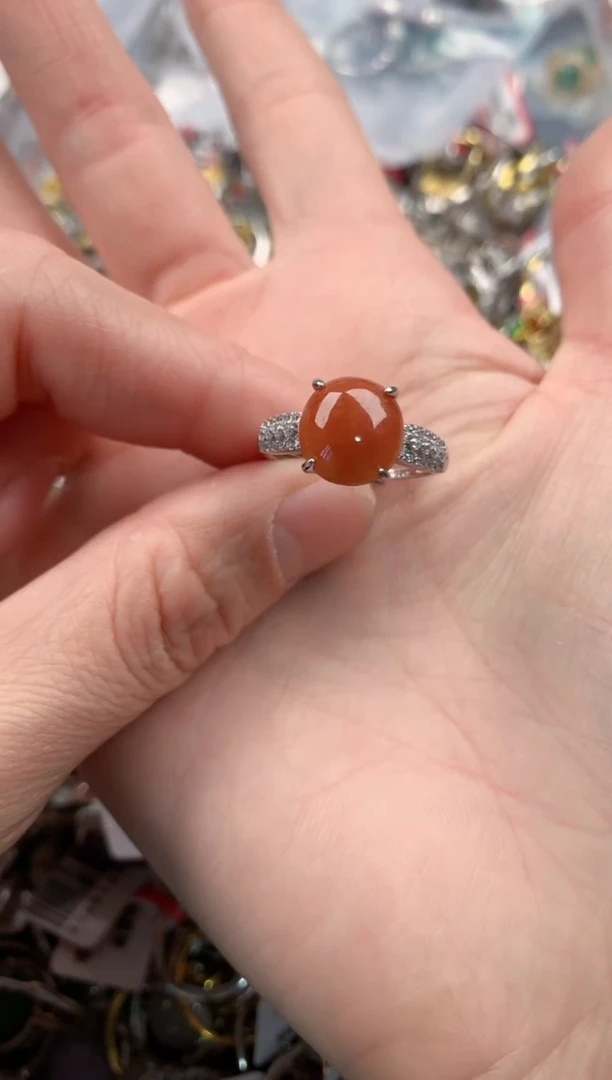 银S925镶嵌戒指翡翠555  10