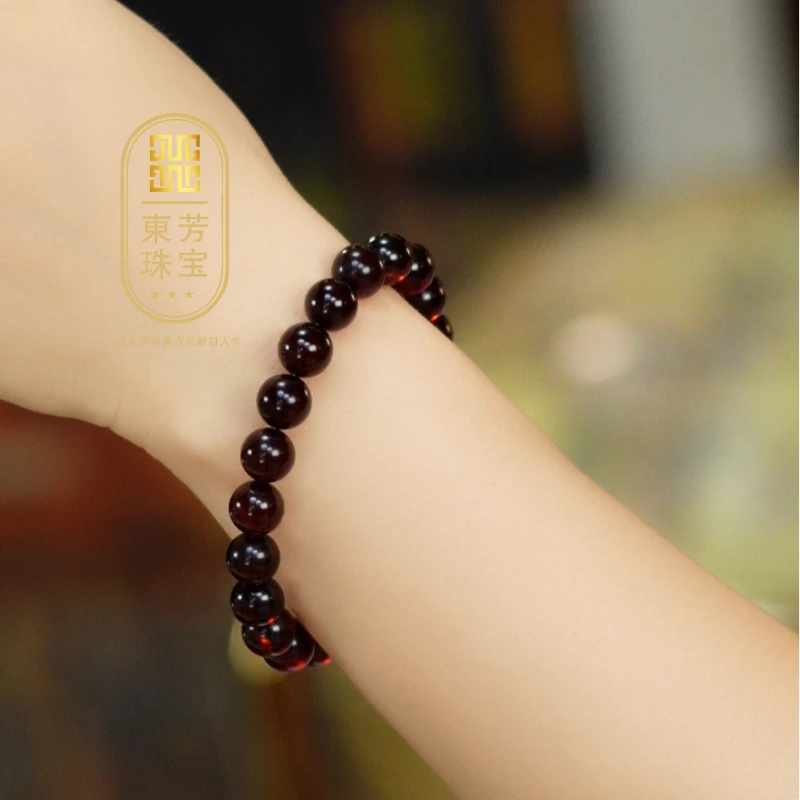 東芳珠宝-9mm缅甸天然琥珀翳珀素珠手串百搭时尚琥珀手串DYH727