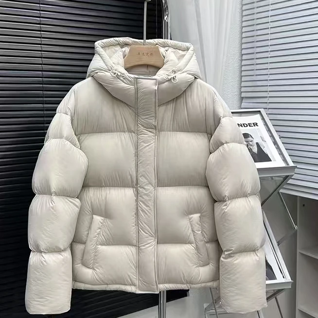 【清仓处理】云朵泡芙羽绒服女2024新款短款连帽90白鸭绒面包服轻奢