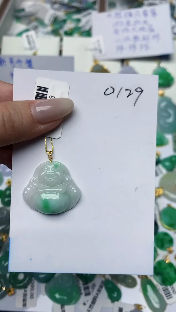 翡翠18K金镶嵌颈饰天然缅甸A货翡翠