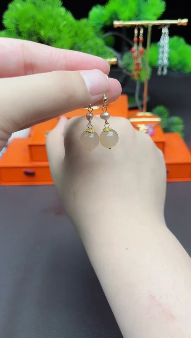 玛瑙/玉髓耳饰银S925镶嵌218