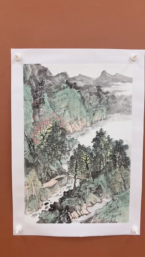 国画李文峰四尺三开淡雅山水
