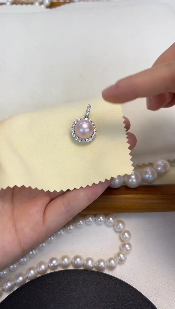 颈饰银S925镶嵌淡水珍珠彩珠吊坠