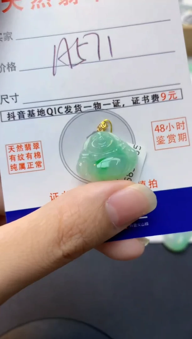 颈饰18K金镶嵌翡翠天然缅甸A货翡翠百元以上9元证书费自理