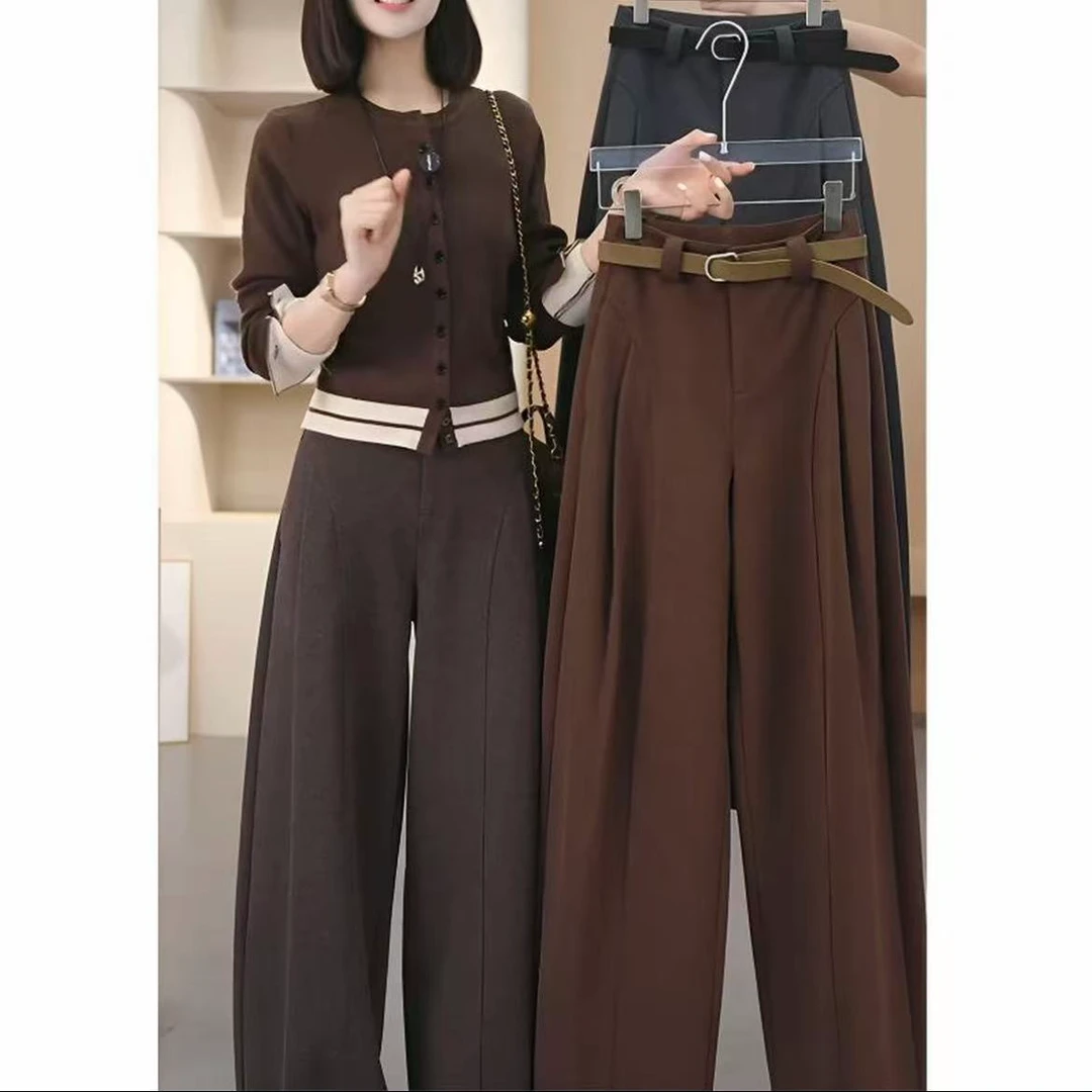 秋冬厚款呢子贝斯裤~糯感休闲裤2025垂感宽松直筒裤显瘦阔腿裤女