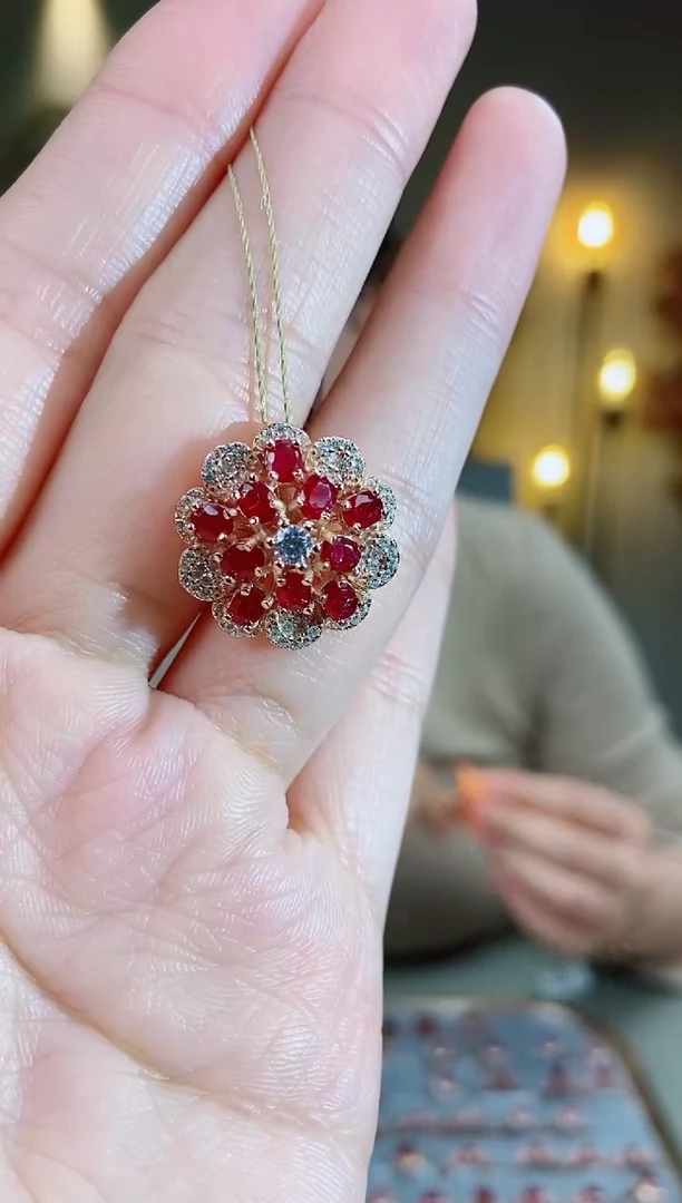 银S925镶嵌颈饰红宝石颈饰