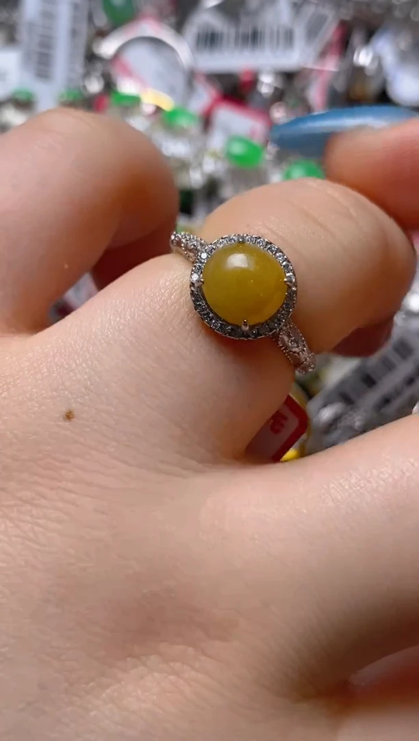 银S925镶嵌戒指翡翠百内无证书