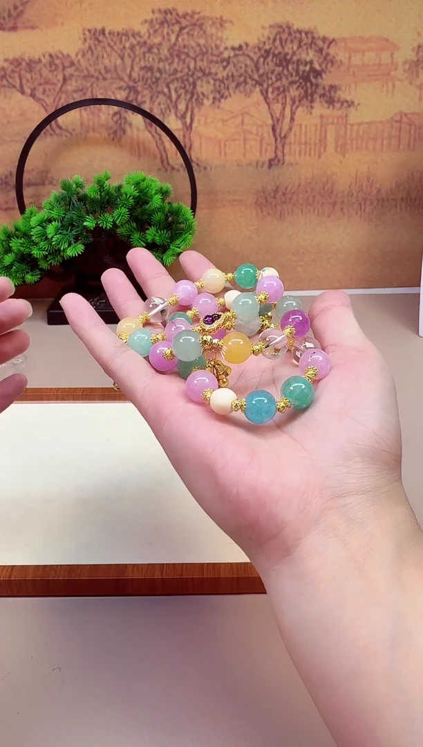 水晶手链14K金镶嵌A915