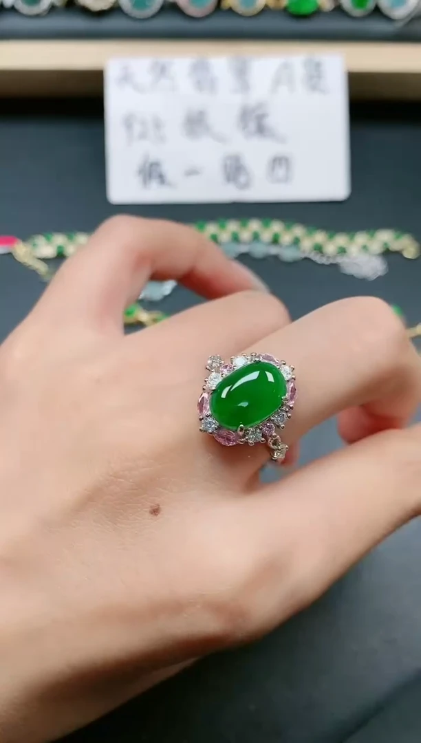 翡翠戒指银S925镶嵌111111111