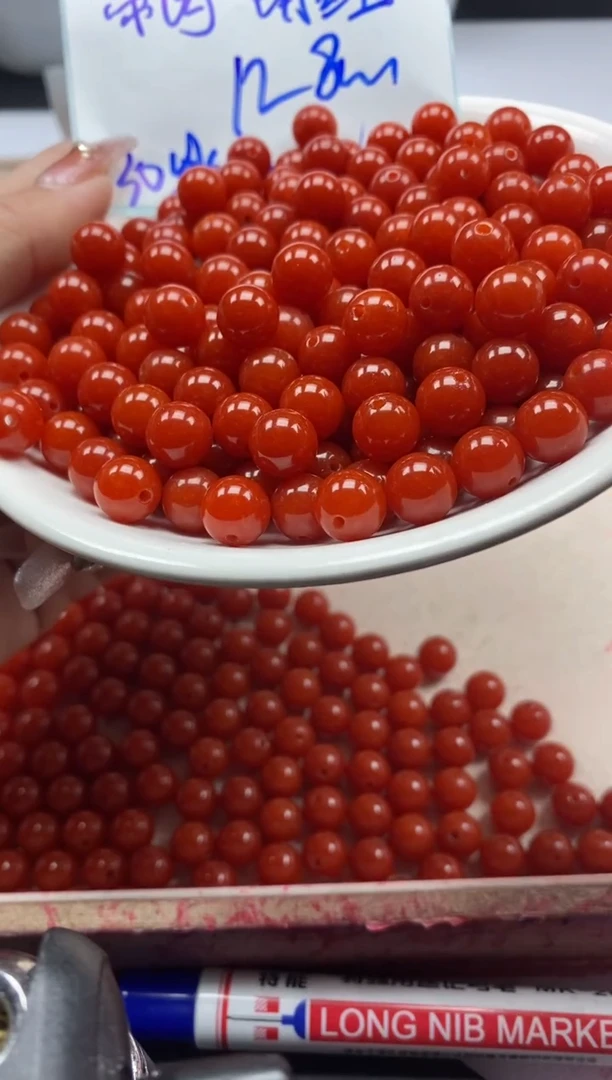 【闪购商品】玛瑙/玉髓颈饰未镶嵌w2185满肉南红8mm30颗