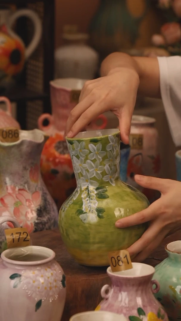 陶瓷420景德镇设计师手作花器摆件侘寂风