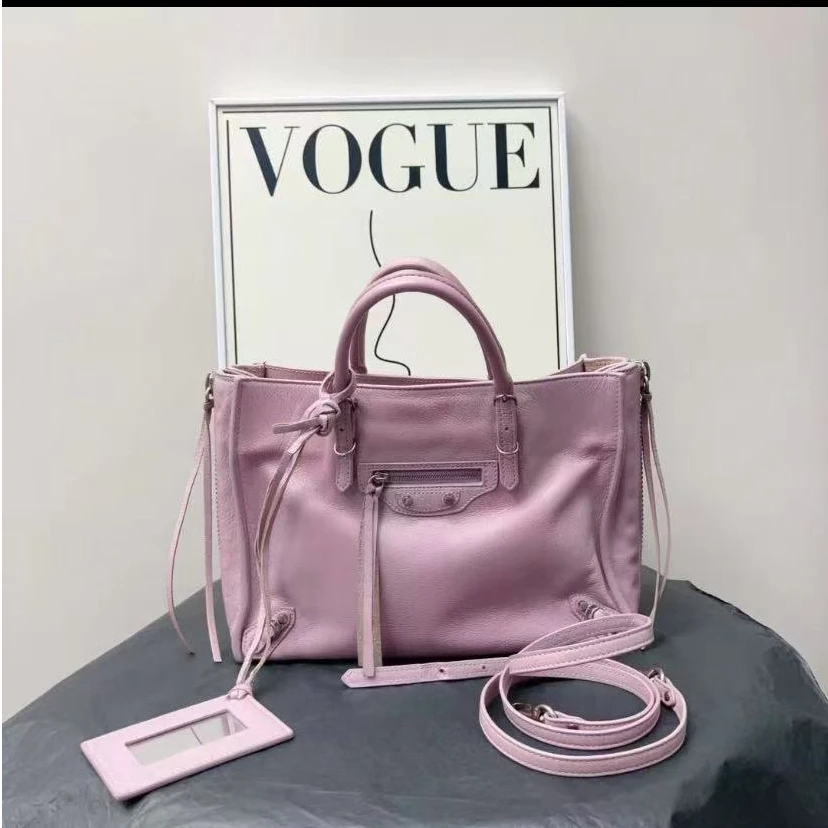 95新 Balenciaga/巴黎世家 Papier机车小号紫色单肩包/78531363