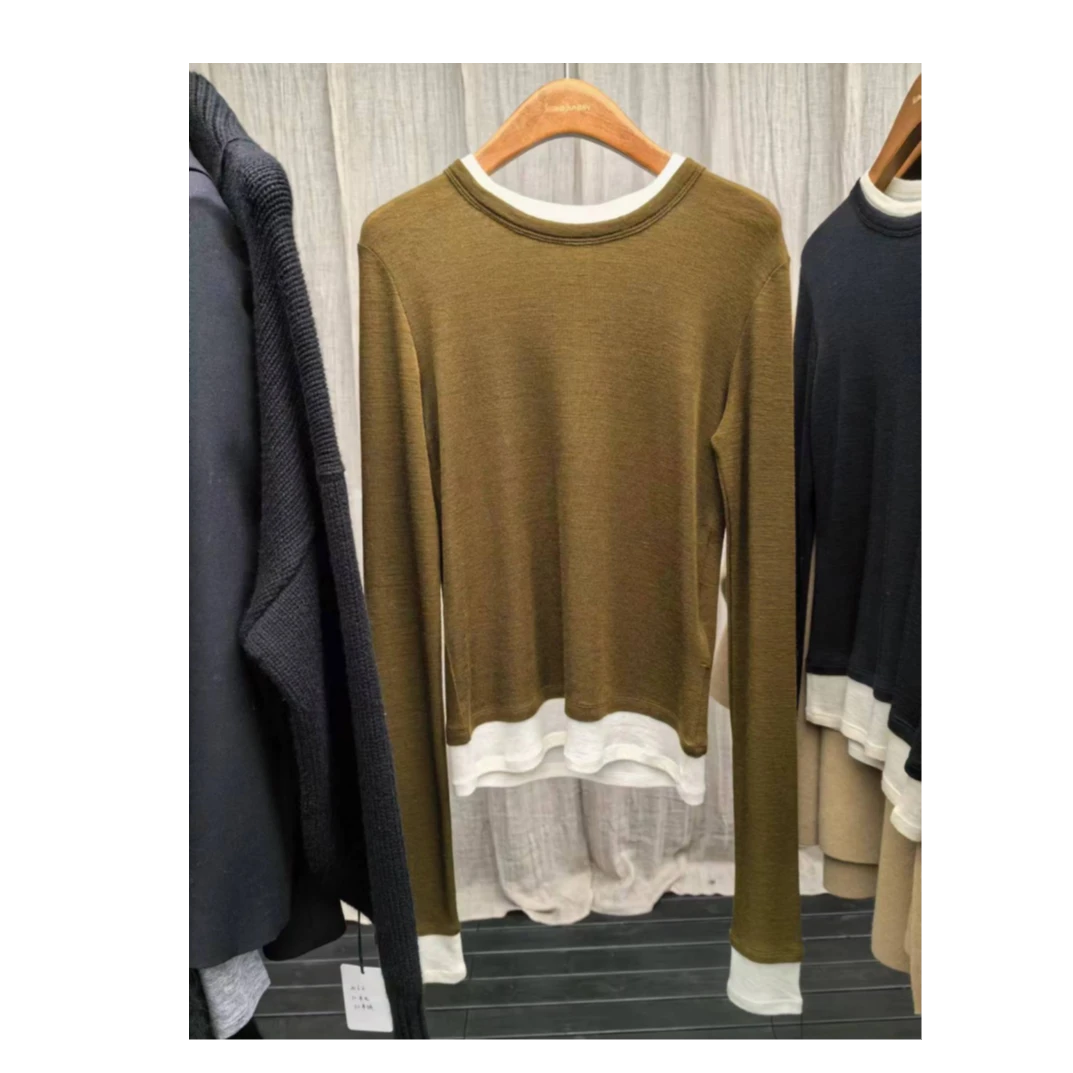 WAWA【新年大促】春季假两件设计圆领羊毛衫23057