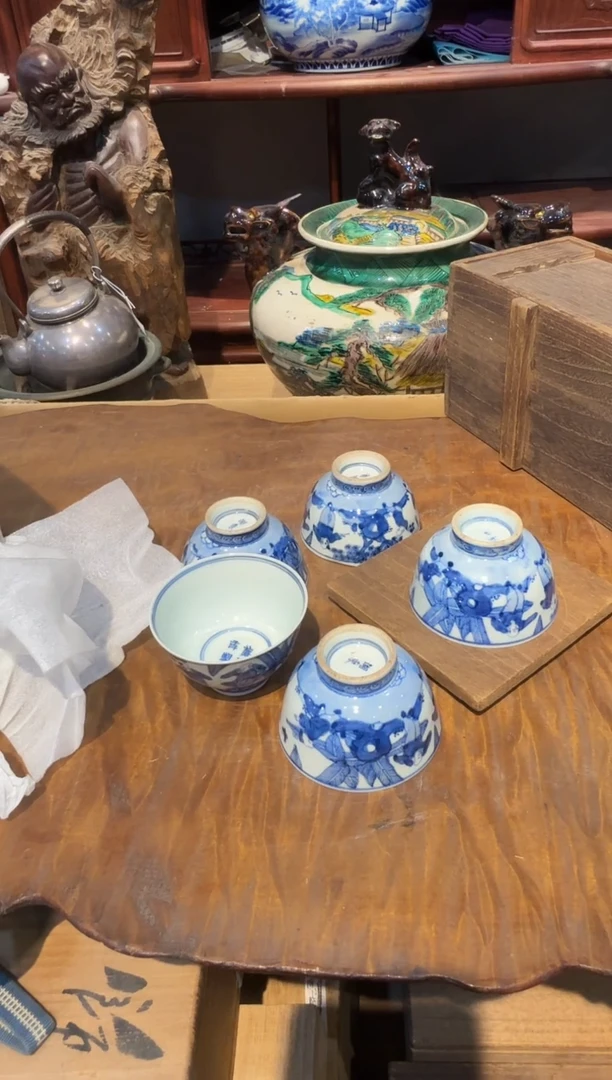 湖东烧青花主人杯五客