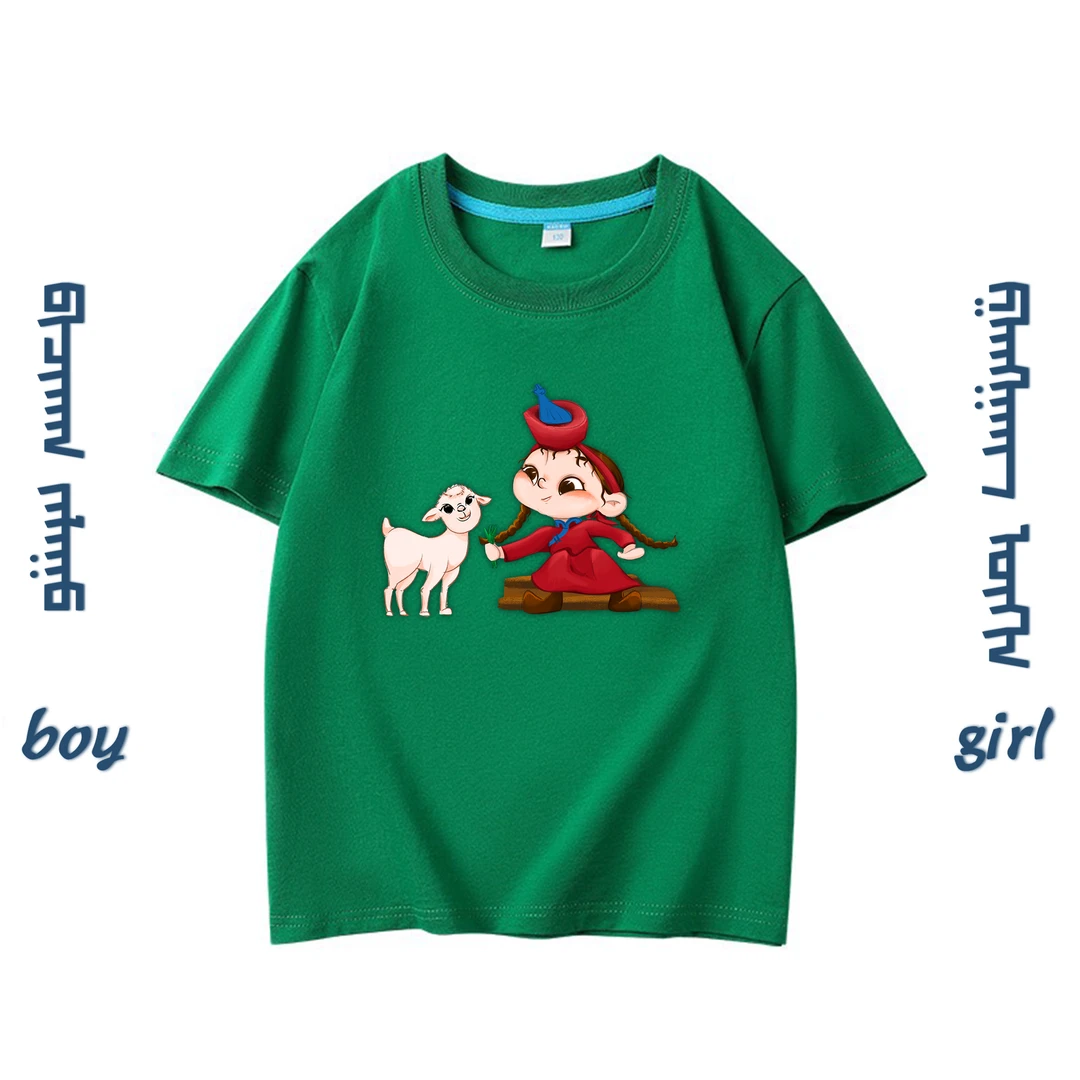 蒙古元素儿童半袖宽松夏季休闲纯棉中大童