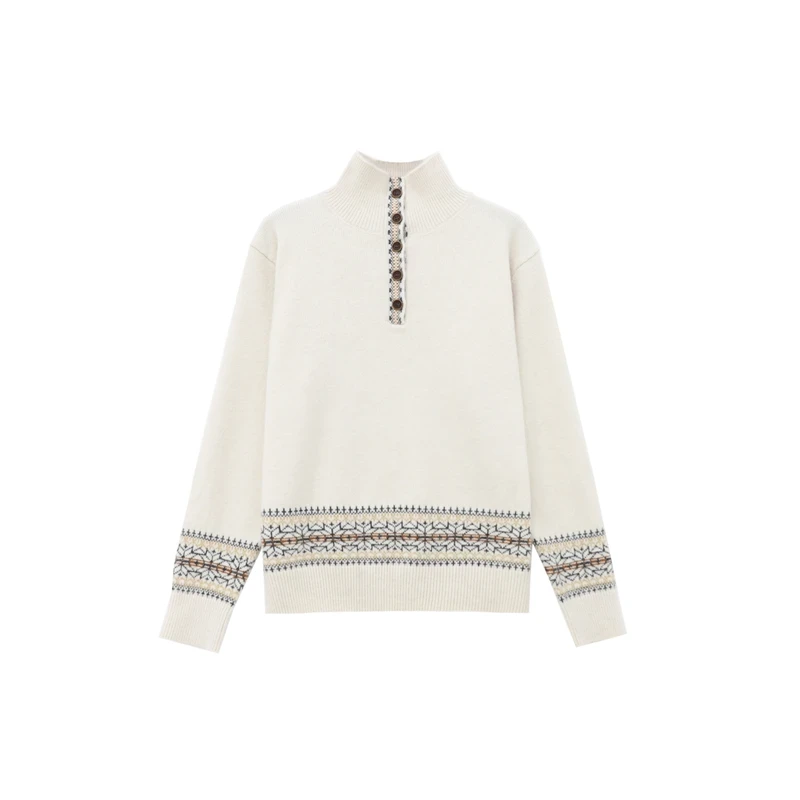 复古纽扣半高领打底针织长袖百搭羊毛衫ly1231