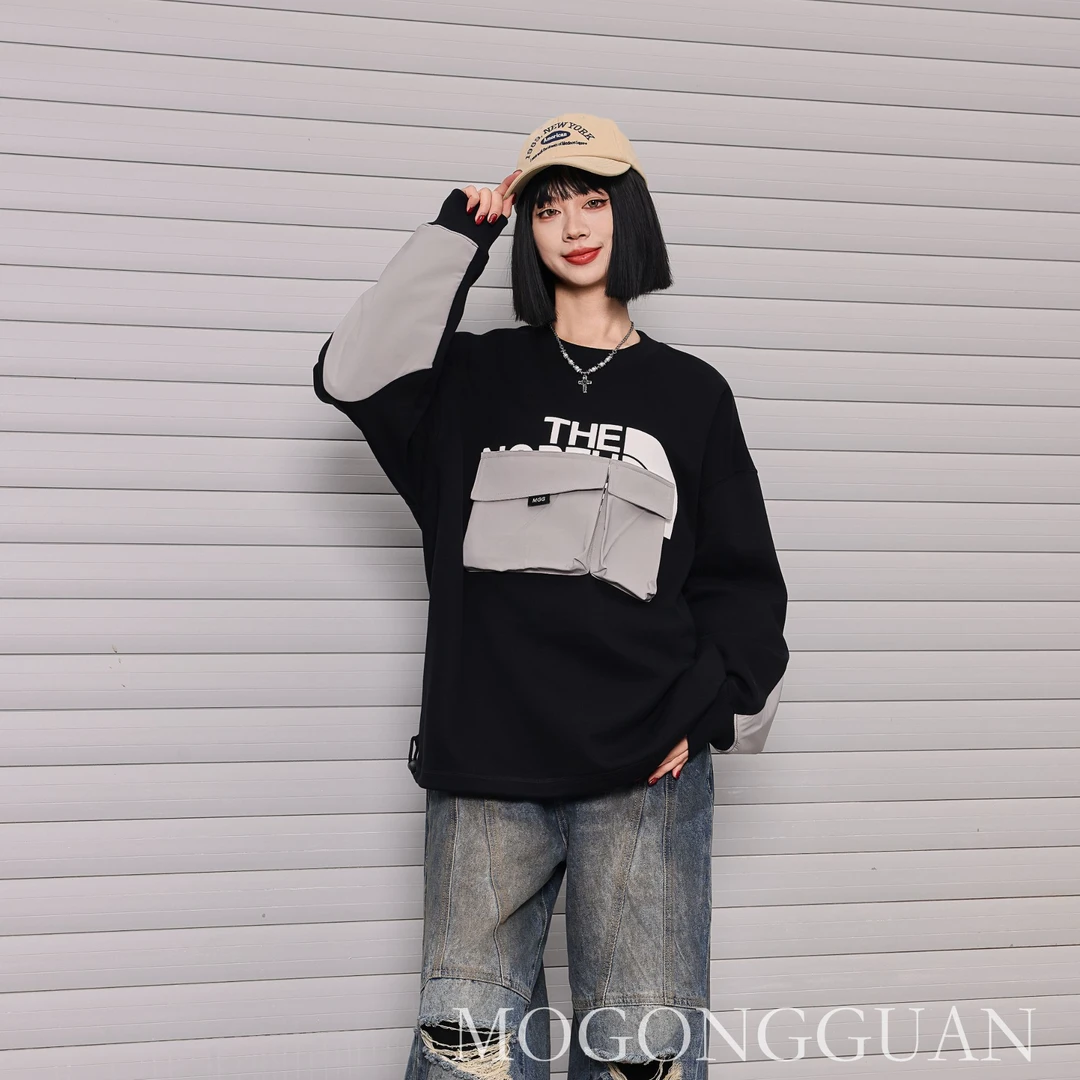 2573黑色秋季青少年潮牌圆领卫衣