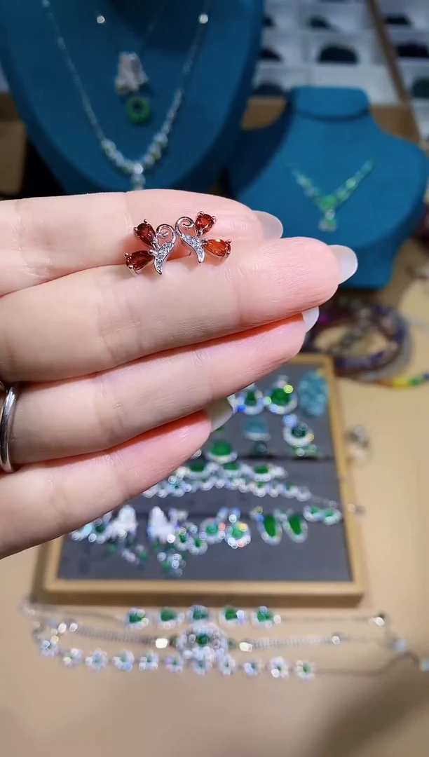 【闪购商品】石榴石耳饰未镶嵌多样性发其一【37】