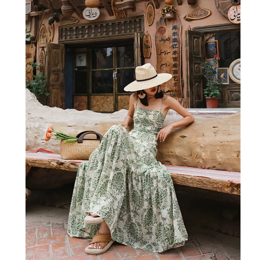 猫猫家加长高个子绿色连衣裙AW9058