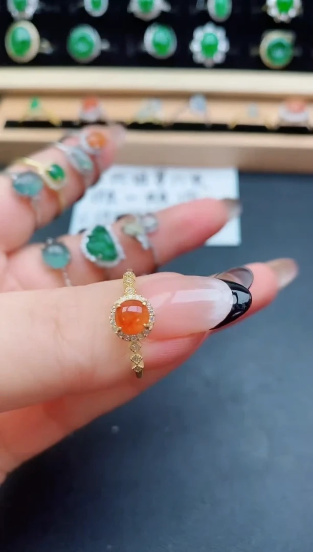 翡翠戒指银S925镶嵌508