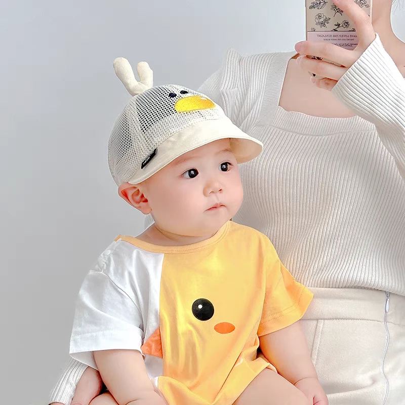 宝宝帽子夏季网眼透气男童女童遮阳渔夫帽可爱防晒大檐婴儿太阳帽