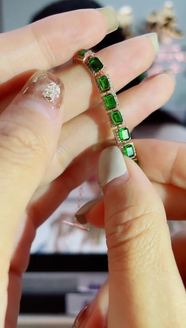 银S925镶嵌透辉石手链手链