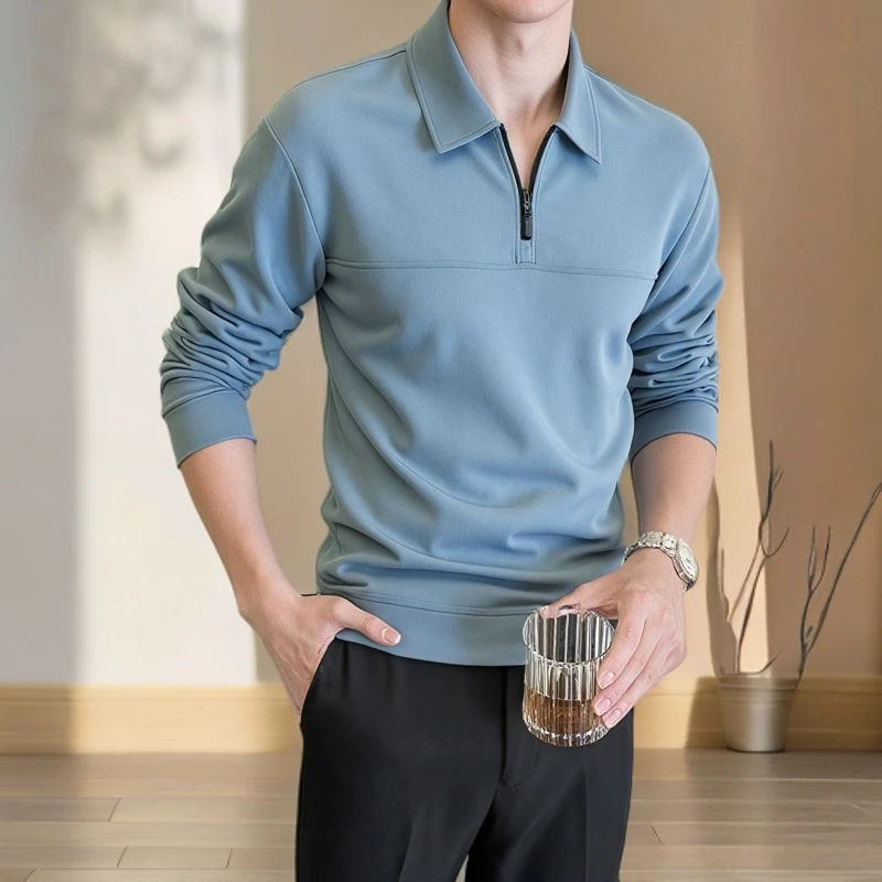 汤米芙兰可男士长袖卫衣polo衫新款时尚秋冬季打底衫潮流简约港风